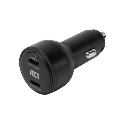 Adapter Telefoni për Veturë ACT AC2210, 95W, 2x USB-C, Power Delivery 3.0, PPS, Quick Charge 5, GaNFast, 65W + 30W - Zezë