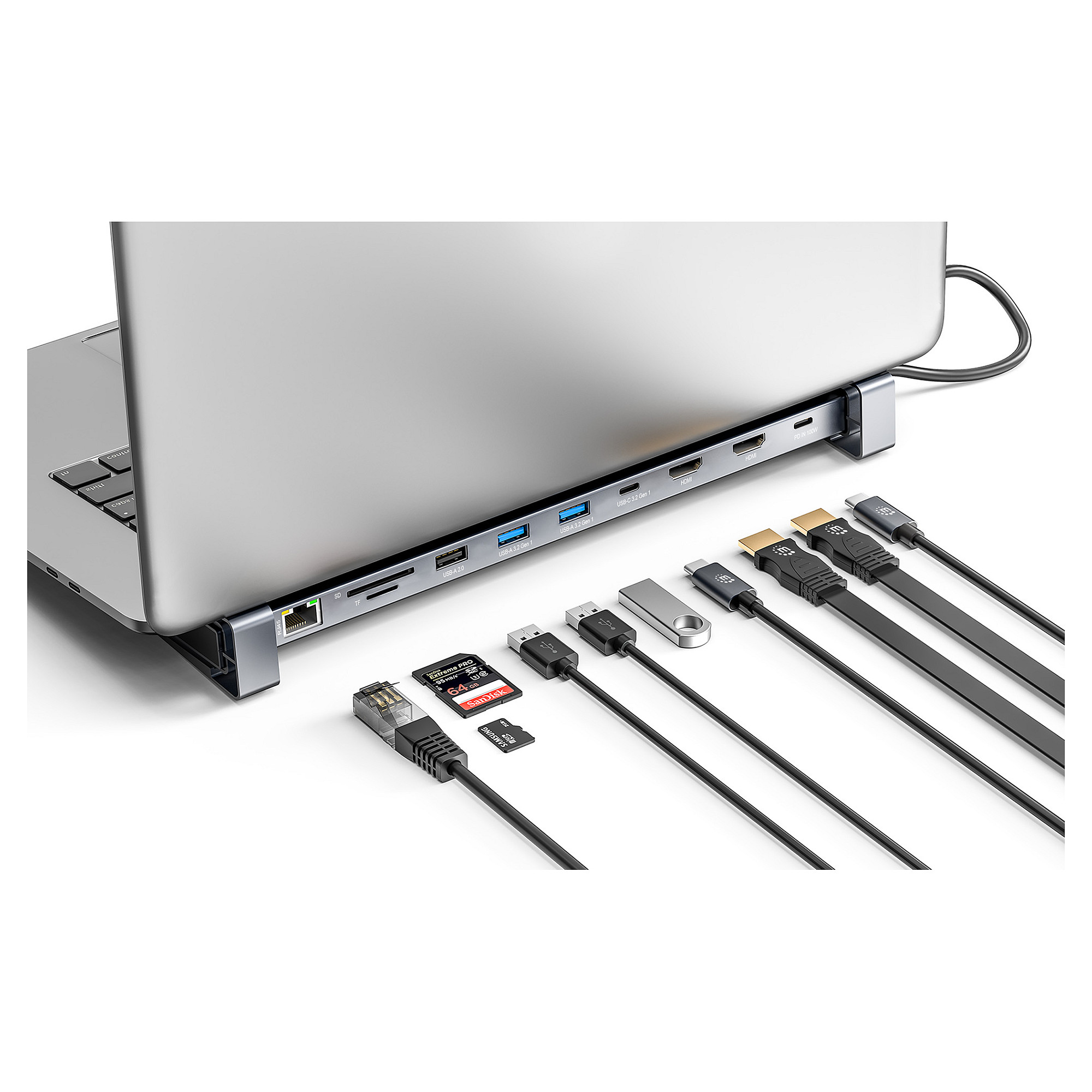 Docking station MANHATTAN / 10-in-1 / 4K / USB-C / PD / 2xHDMI - 5