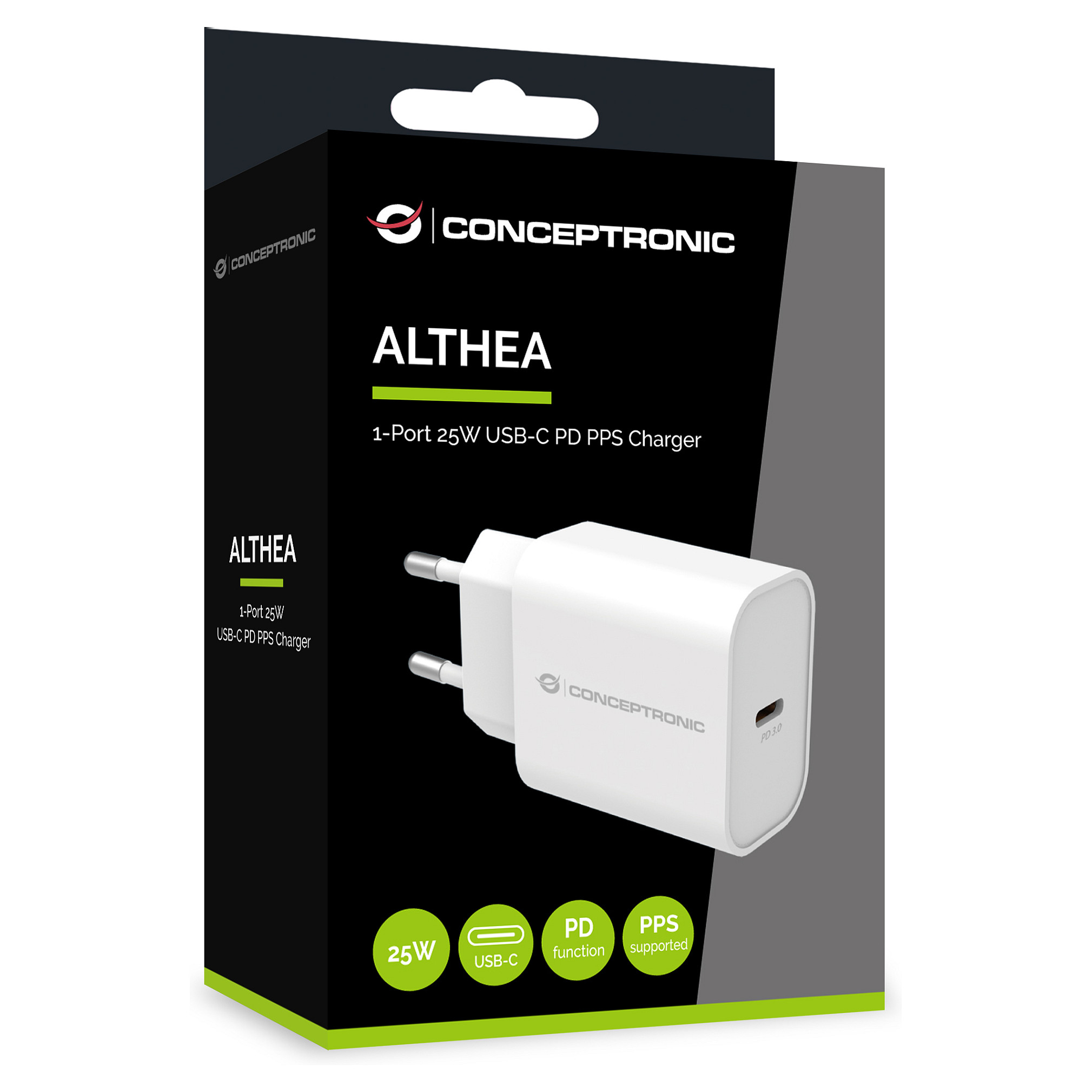 Adapter  Conceptronic 1-Port USB-C Charger / 25W / PD 3.0 / PPS – Bardhë - 3