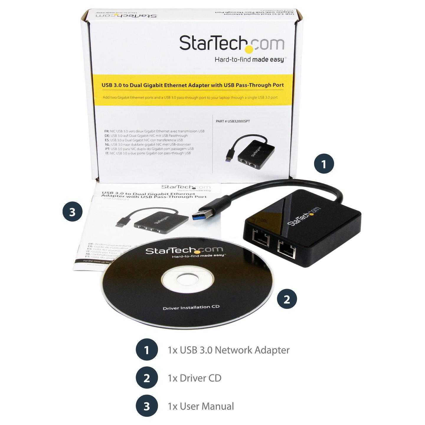 Adapter Rrjeti USB StarTech.com USB32000SPT, USB-A 3.0, 2x Gigabit LAN RJ45, 10/100/1000Mbps, 1x USB-A 3.0 Pass-Through, ASIX AX88179A + VIA VL817 - Zezë - 12