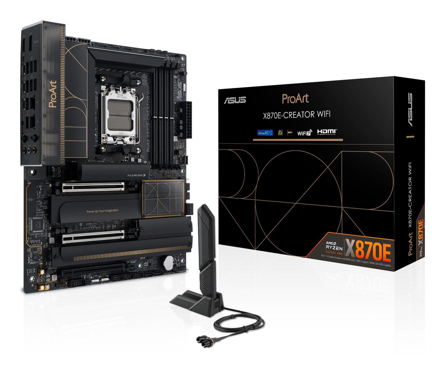 Pllakë Amë ASUS ProArt X870E-Creator WiFi / AMD X870E / AM5 / ATX / DDR5 / PCIe 5.0 / Wi-Fi 7 / 10GbE + 2.5GbE - 3