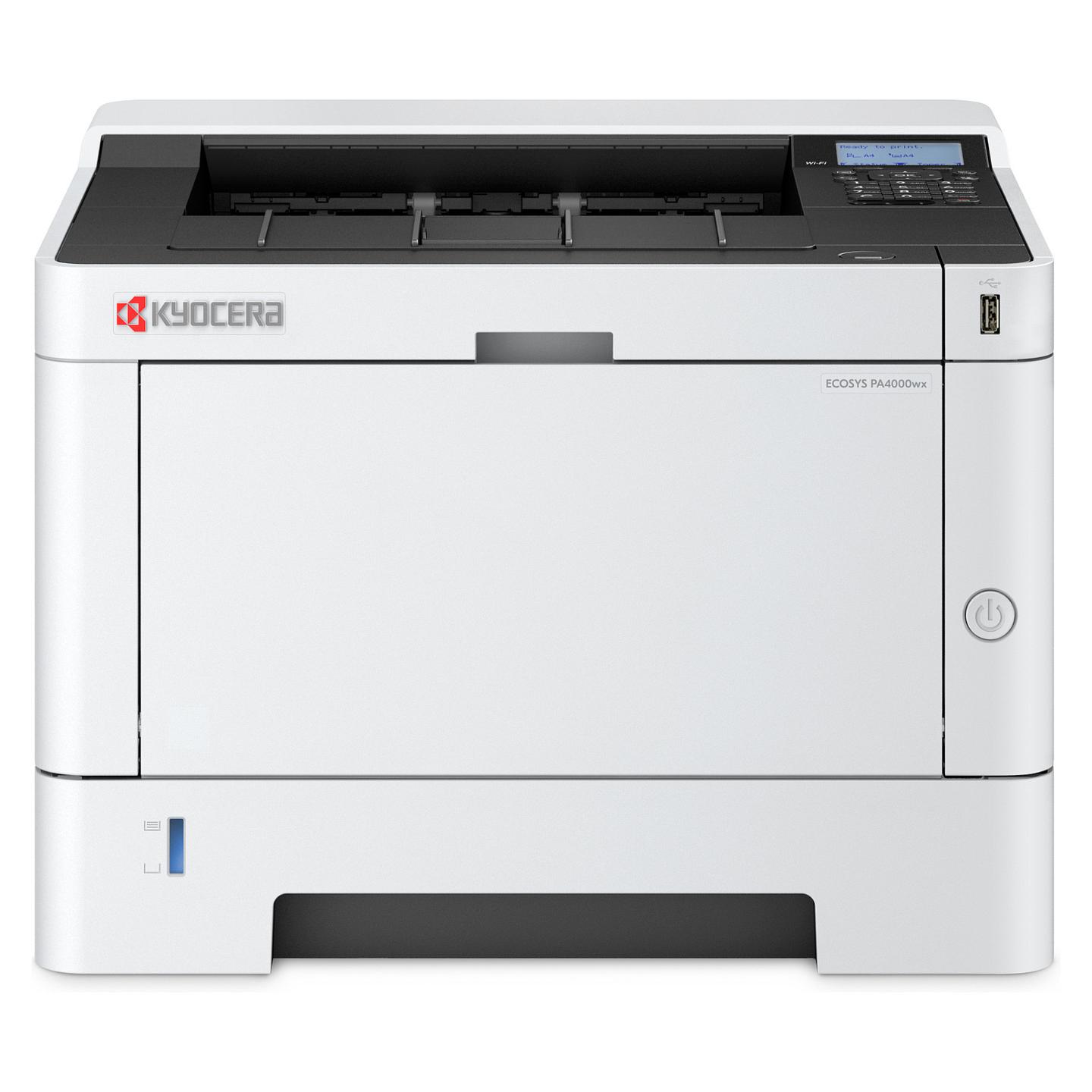 Printer Laser Kyocera ECOSYS PA4000wx, Monokrom, A4, 1200 × 1200 dpi, 40 ppm, Duplex, Wi-Fi, USB, Ethernet - Bardhë