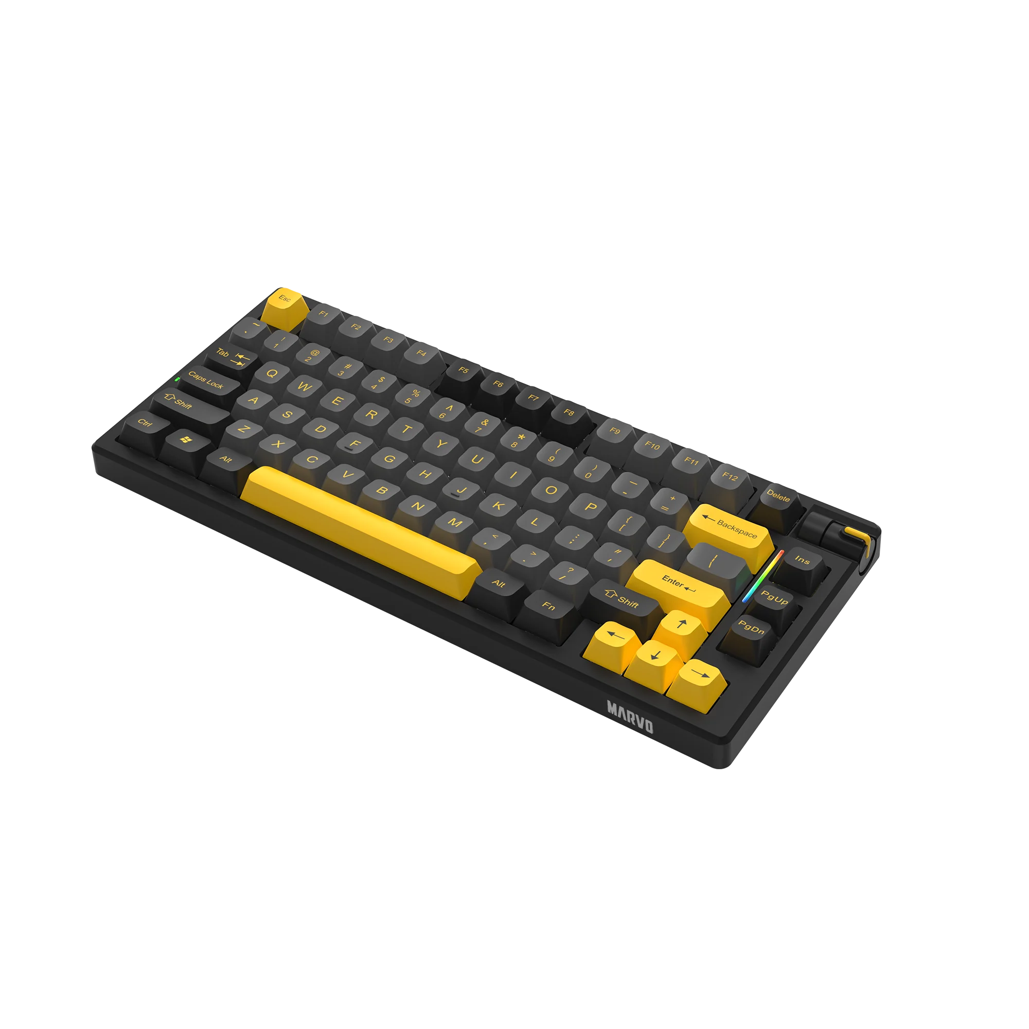 Tastierë MARVO KG958W / Mechanical / 80 keys / RGB backlight / anti-ghosting / Wireless / 4000mah battery / USB-C / black and yellow - 4