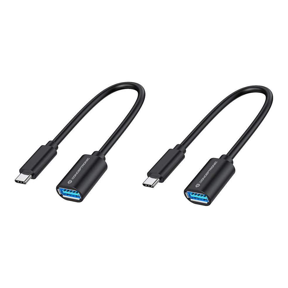 Adapter Conceptronic ABBY11B, USB-C Mashkull në USB-A Femër, USB 3.2 Gen 1, 5Gbps, 20cm, 2 copë - Zezë
