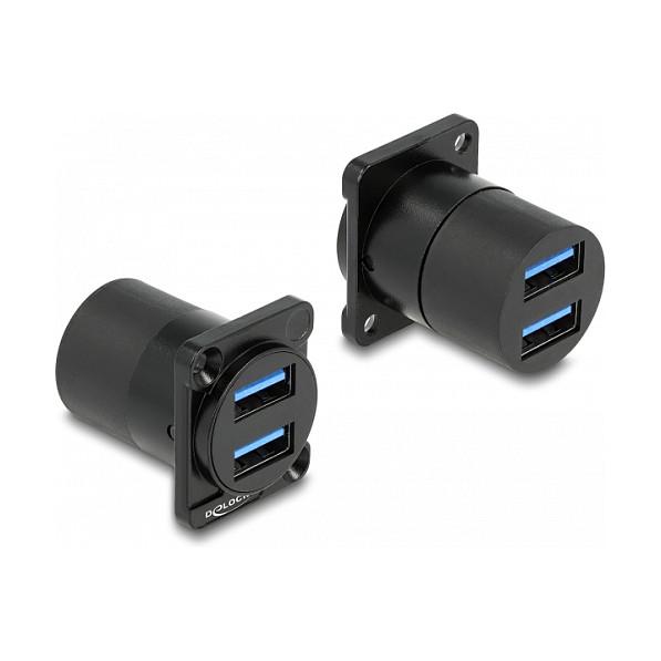 Modul USB DeLOCK 87813, 2x USB Type-A Femër në 2x USB Type-A Femër, USB 3.2 Gen 1, 5 Gbps – Zezë