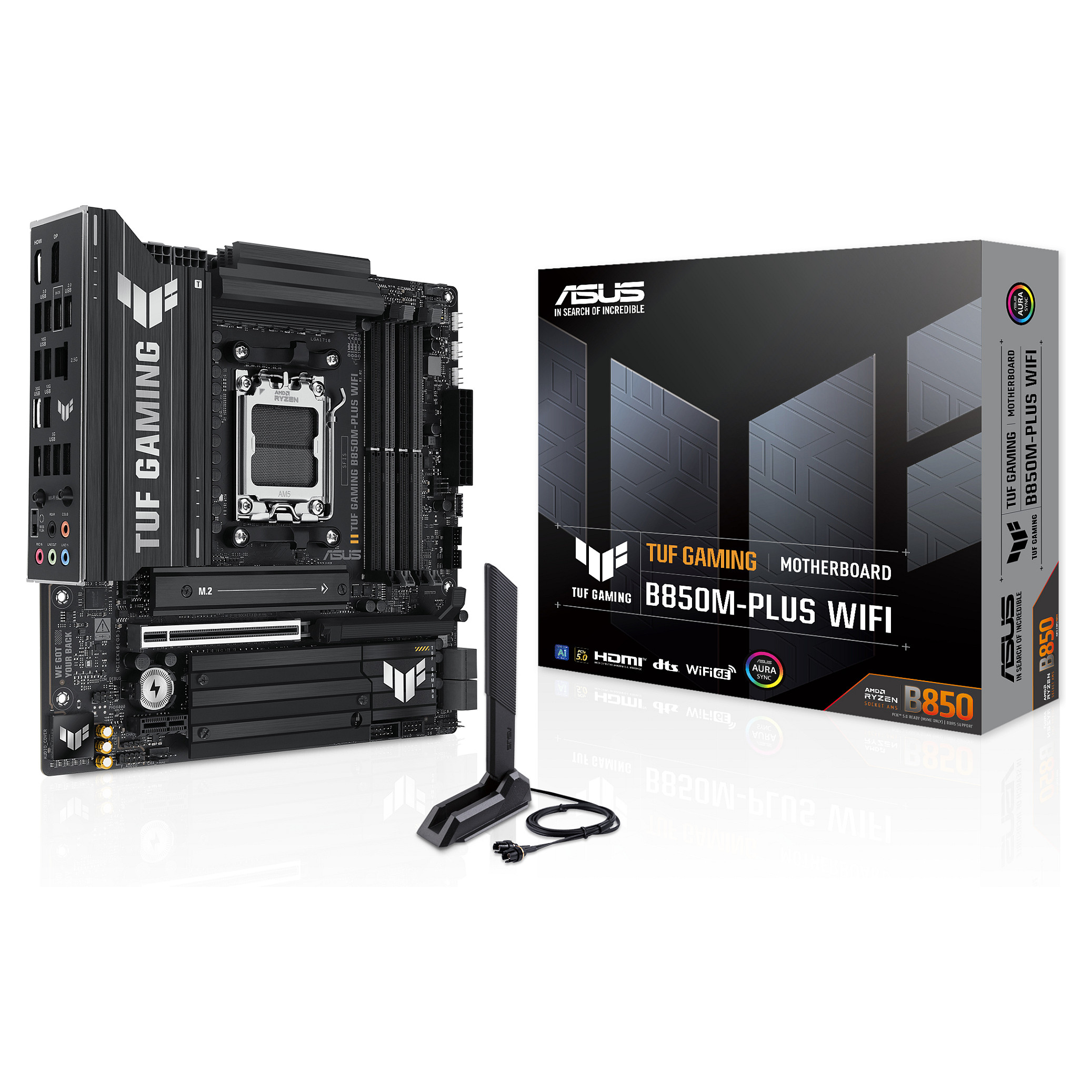 Pllakë Amë ASUS TUF GAMING B850M-PLUS WIFI / AMD AM5 / B850 / DDR5 / Micro ATX / Wi-Fi 6E / 2.5GbE LAN