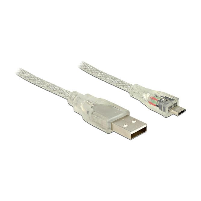 Kabllo USB DeLOCK 83902, USB-A në Micro-B, USB 2.0, 3 m - Transparente