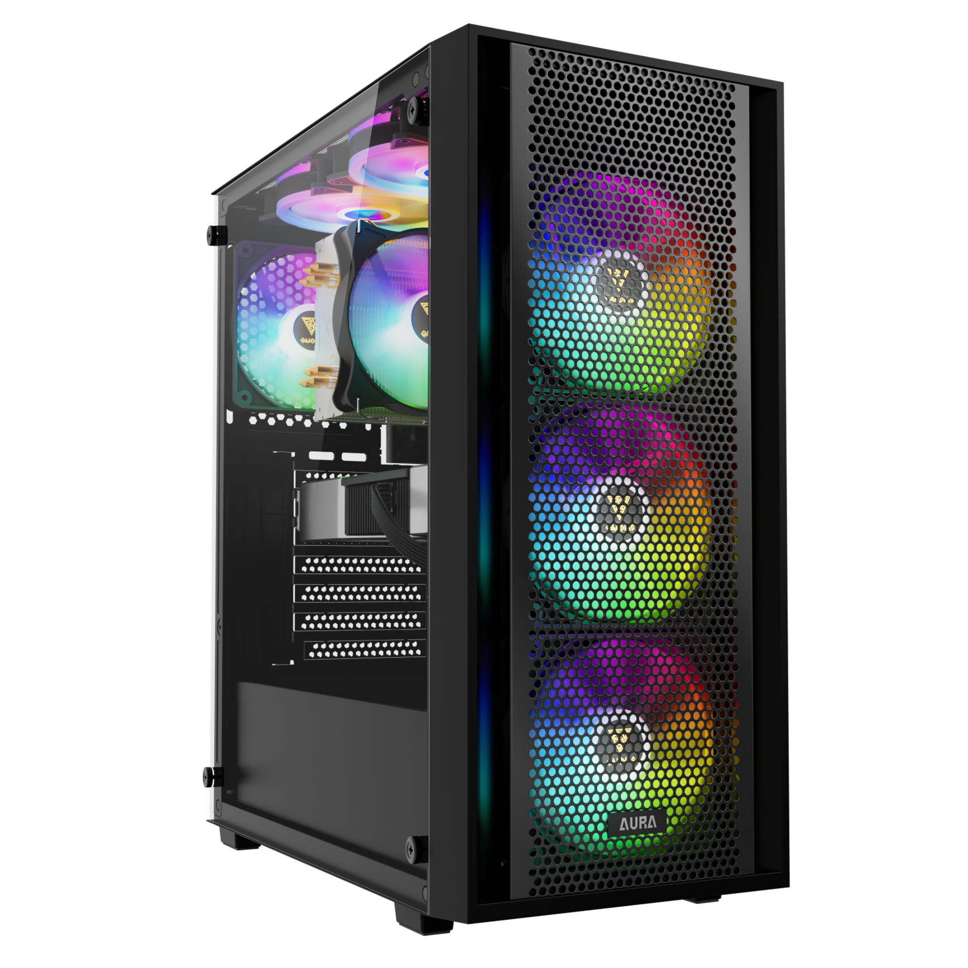 Kasë GAMDIAS AURA GC2 ELITE ARGB / Mid-Tower / ATX / 4x 120mm ARGB Fan / Tempered Glass - Zezë