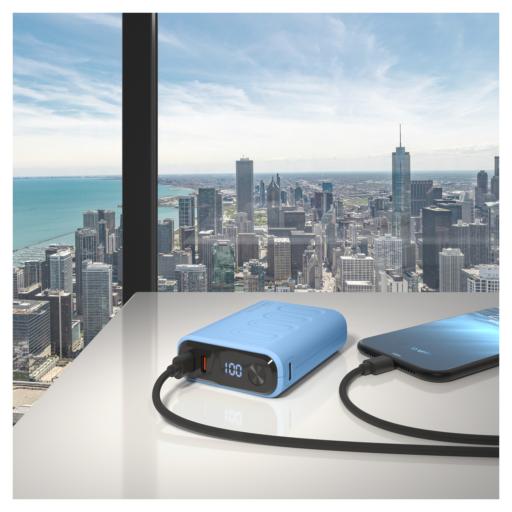 Powerbank RealPower PB-10000C PD+ / 10000mAh / 3x USB-C – Blu - 5