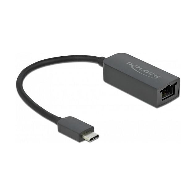 Adapter Rrjeti DeLOCK 66645, USB-C Mashkull në RJ45 Femër, 2.5 Gigabit LAN, USB 5Gbps, Realtek RTL8156, 14cm - Zezë - 1