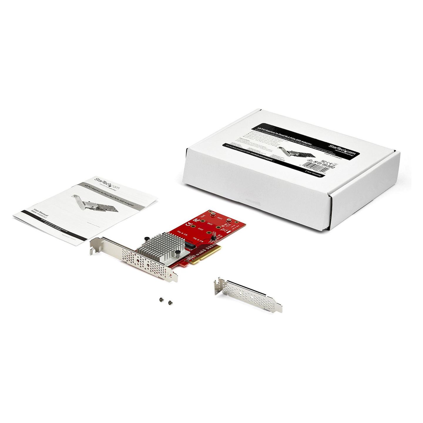 Kartë Zgjerimi StarTech.com PEX8M2E2, PCI Express 3.0 x8, 2x M.2 PCIe NVMe + AHCI, M-Key, 2242/2260/2280, ASMedia ASM2824, Low Profile + Full Height - 6