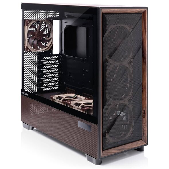 Kasë PC Antec FLUX PRO / Full Tower / E-ATX / 3x 140mm + 1x 140mm Fan / Tempered Glass / Mesh / Wood / 420mm Radiator - Zezë/Kafe - 4