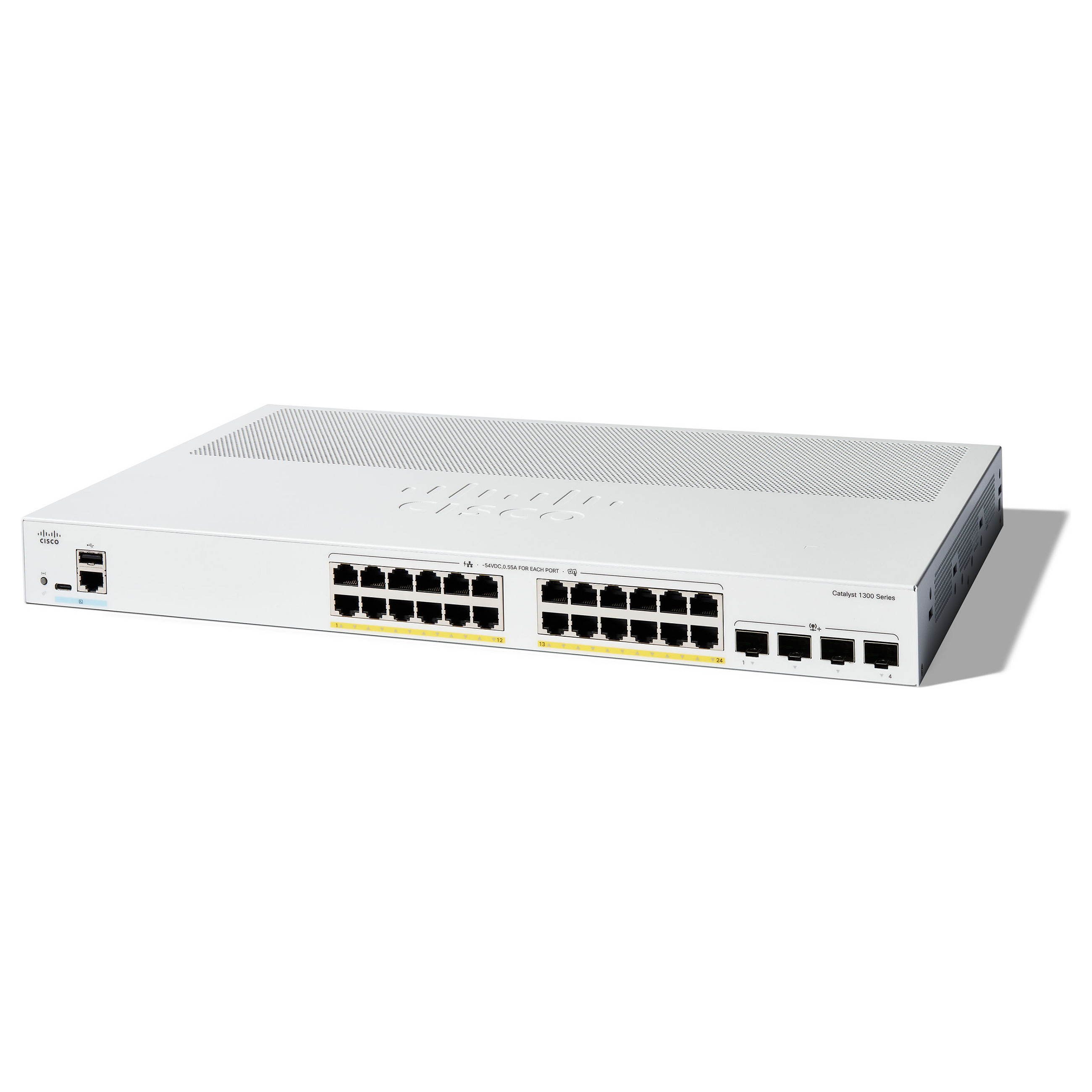 Cisco Catalyst C1300-24P-4X Managed 24-Port Gigabit PoE+ Switch me 4x 10G SFP+ Uplink Rackmount - 1