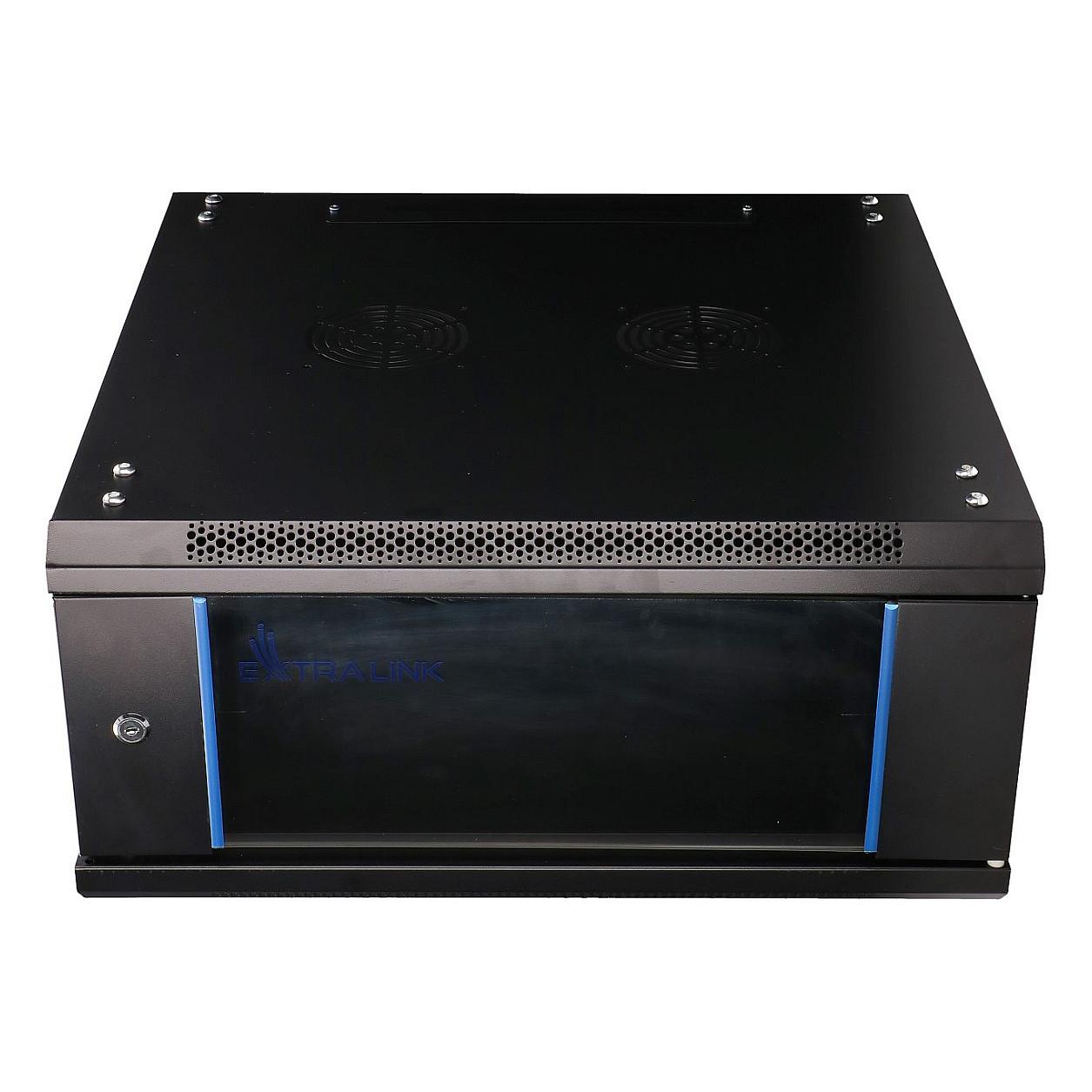 Kabinet Rack Extralink EX.2893, 4U, 19", 600×600mm, Montim në Mur, 30kg - Zezë