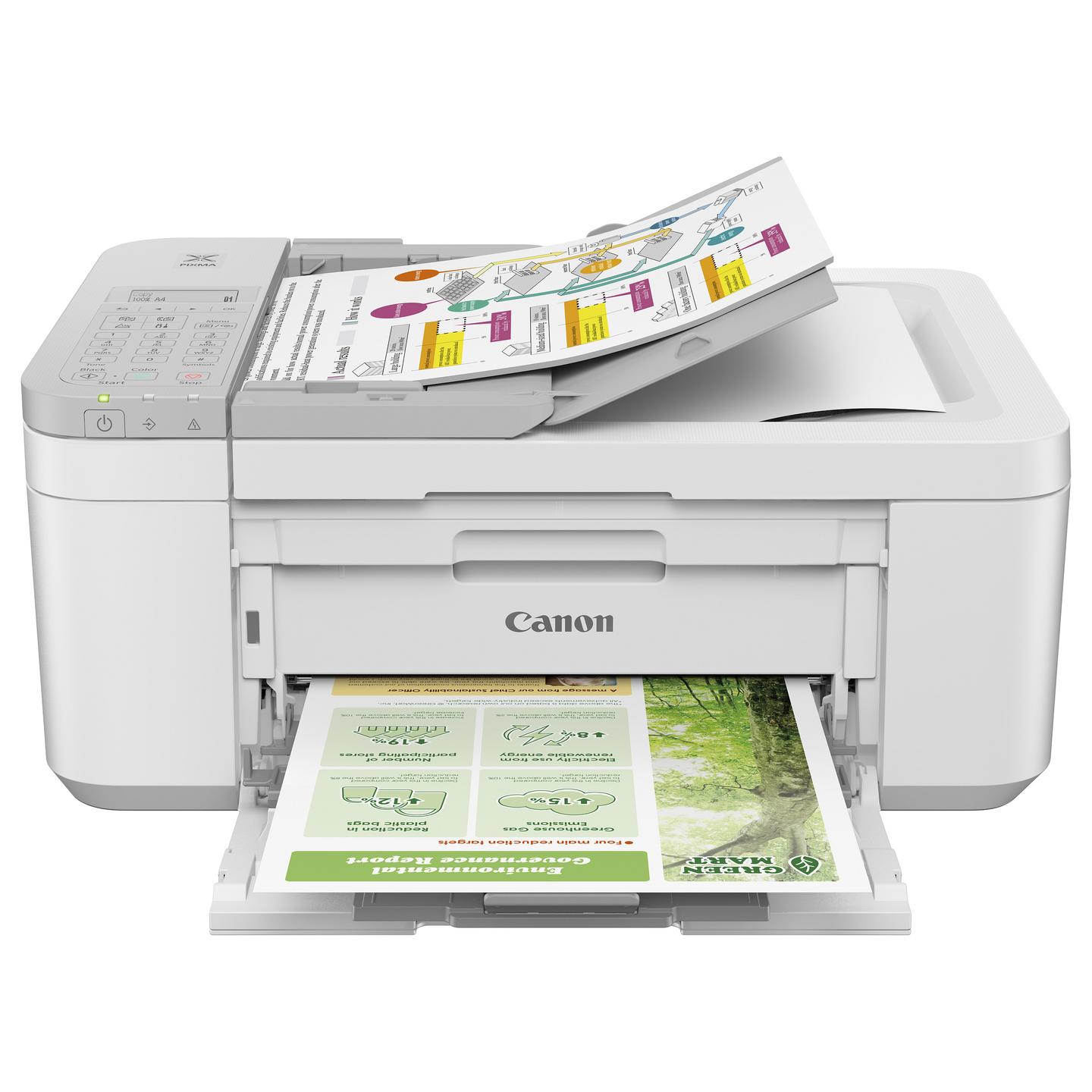 Printer multifunksional Canon PIXMA TR4756i, inkjet me ngjyra, A4, printim, skanim, kopjim, faks, Wi-Fi, USB, duplex automatik, ADF 20 fletë – Bardhë - 2