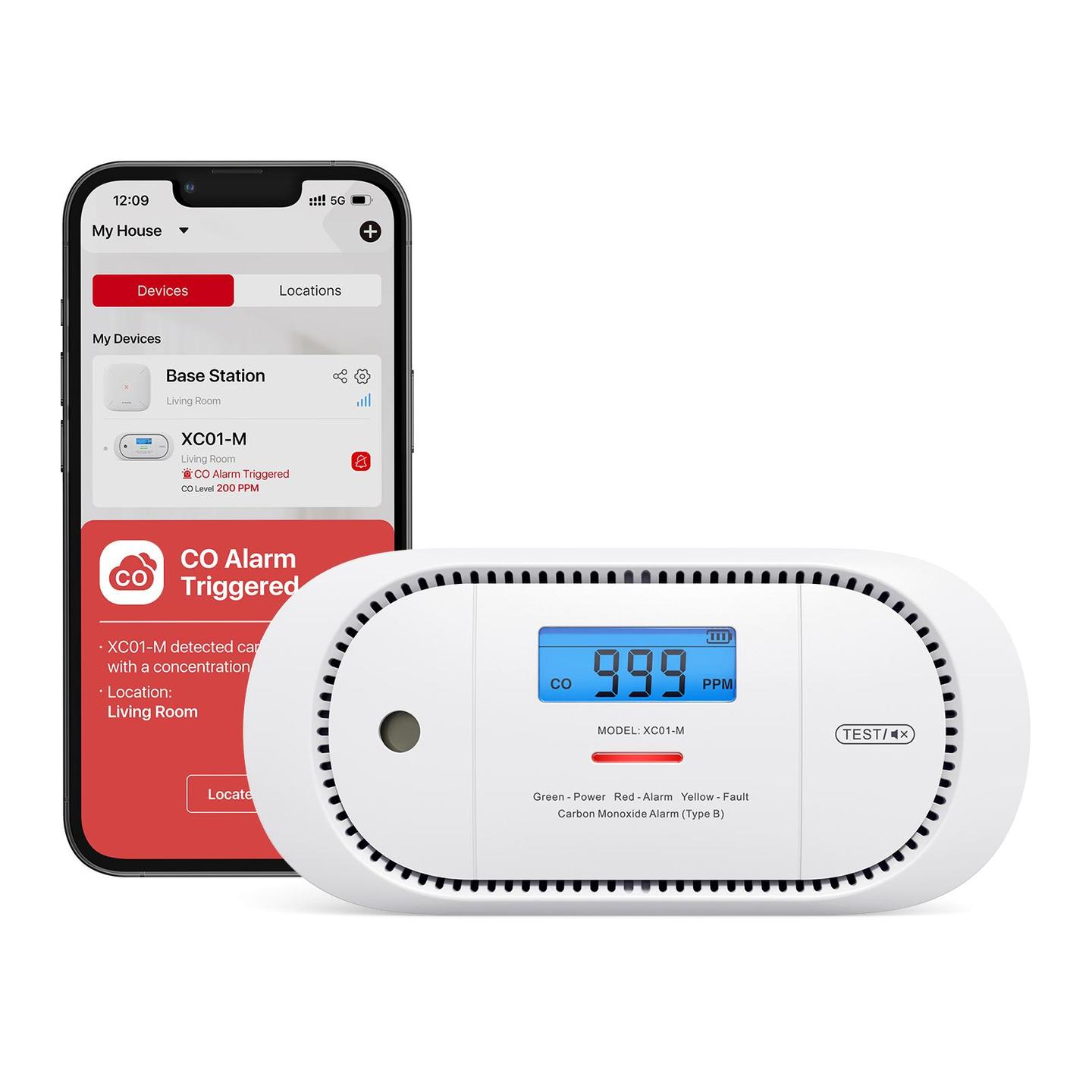 Detektues Monoksidi Karboni X-Sense XC01-M / ZASXS00124WEU / Wi-Fi 2.4GHz / Electrochemical / Smart App / LCD / 85dB – Bardhë - 3