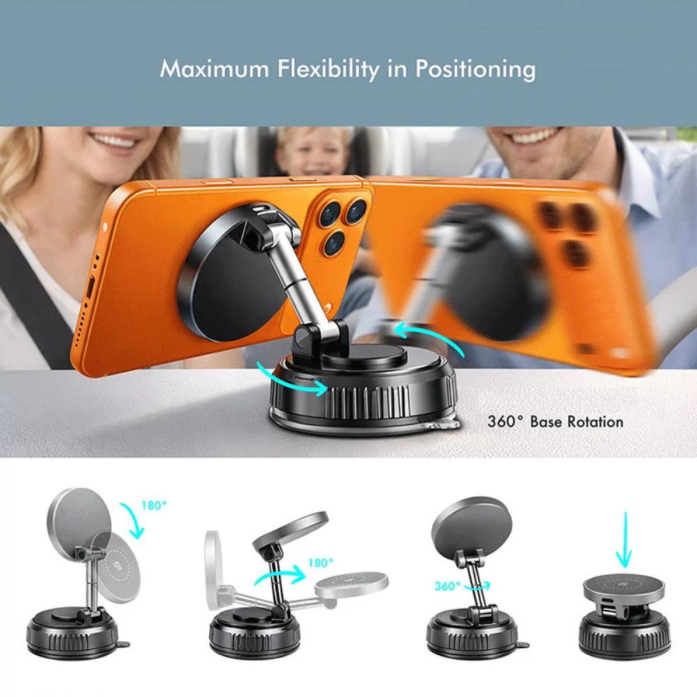 Adapter telefoni për veturë LogiLink PA0411 / Wireless Charging / Magnetic / 360° / 25W / Foldable – Zezë - 2