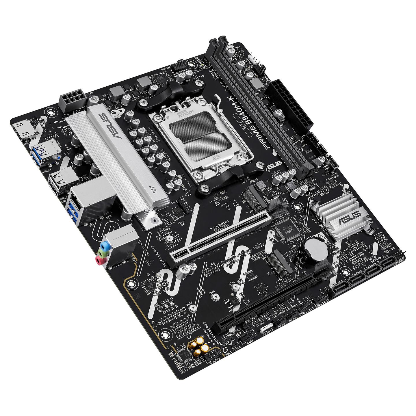 Pllakë Amë MB AMD ASUS PRIME B840M-K, AM5, B840, DDR5, mATX, 2.5GbE LAN, HDMI - 6