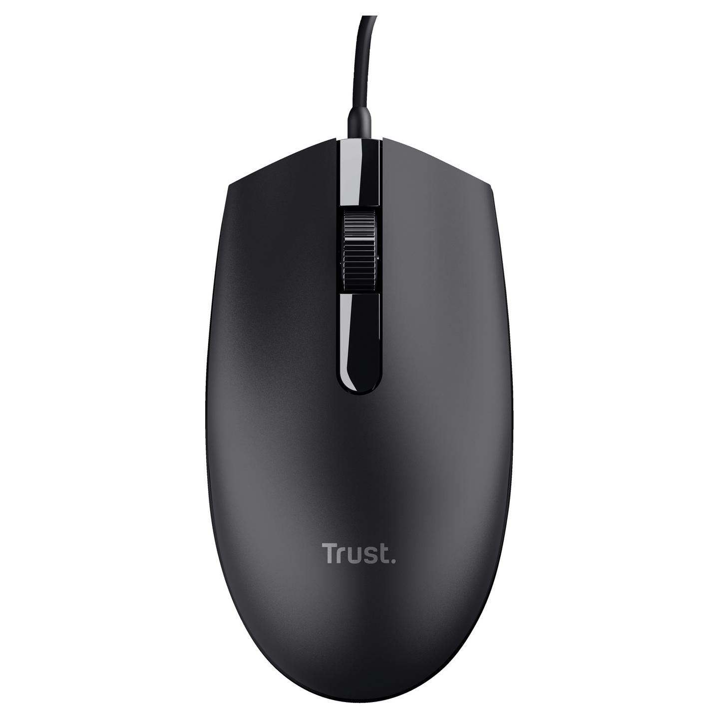 Maus me kabllo Trust Basi, USB-A, Sensor Optik, 1200 DPI, 3 Butona, Kabllo 1.6 m – Zezë - 2