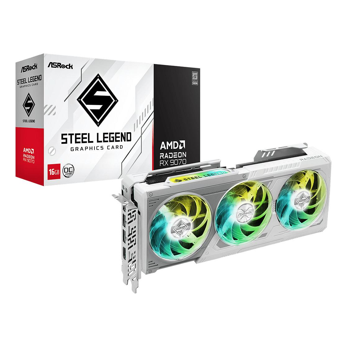 Kartelë Grafike AMD Radeon RX 9070 ASRock Steel Legend OC, 16GB GDDR6, 256-bit, PCIe 5.0 x16 - Bardhë - 6