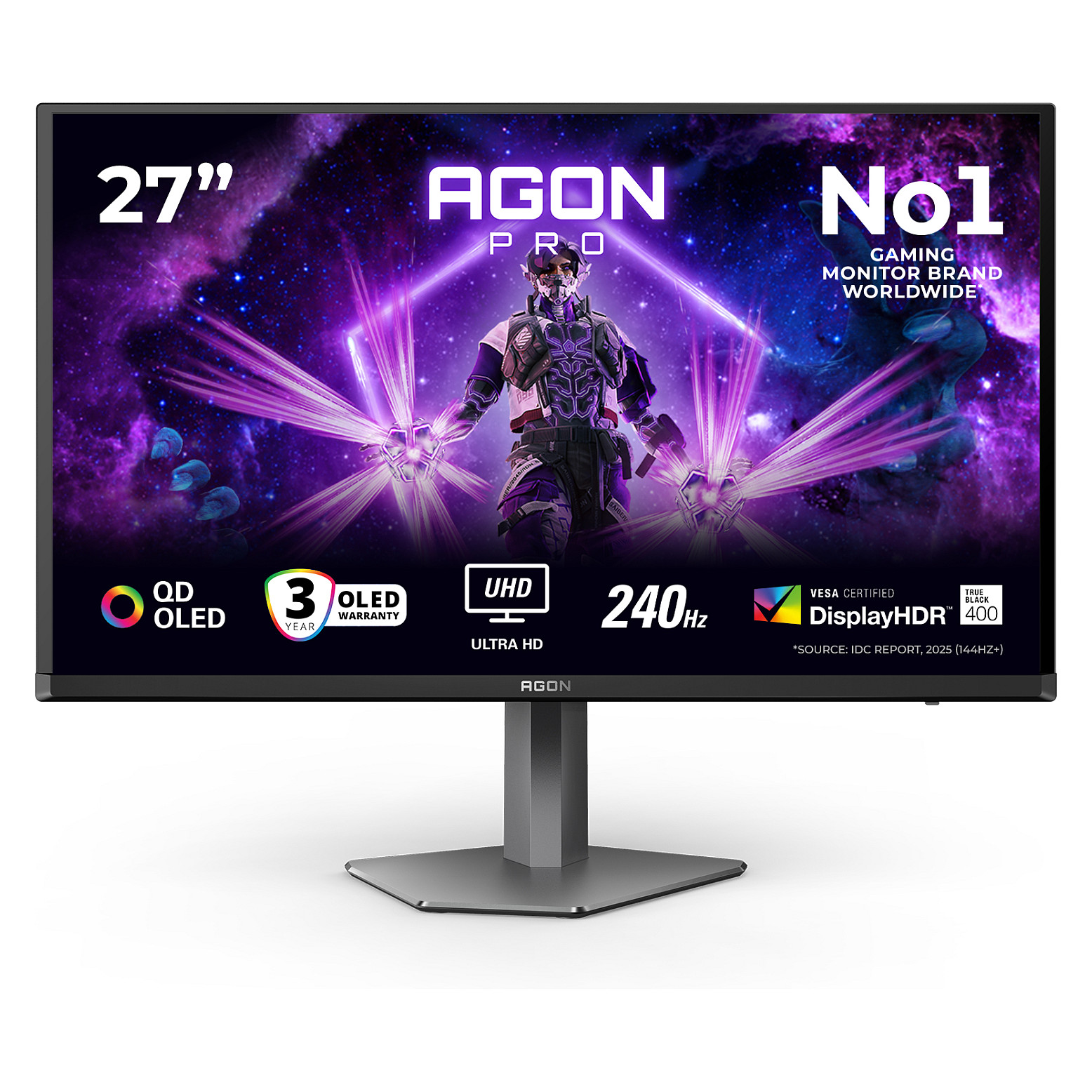 Monitor Gaming AOC AG276UZD / 26.5" / 4K Ultra HD OLED / 240 Hz / 0.03 ms / HDMI+USB+DP - Zezë - 1