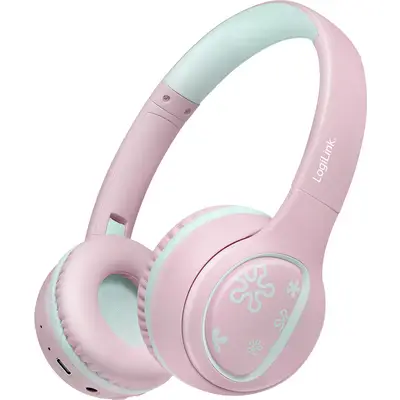 Kufje pa kabllo LogiLink BT0073P Music Buddies / On-Ear / Bluetooth 5.4 / 40 mm / 25 orë / 85 dB / Mikrofon – Rozë