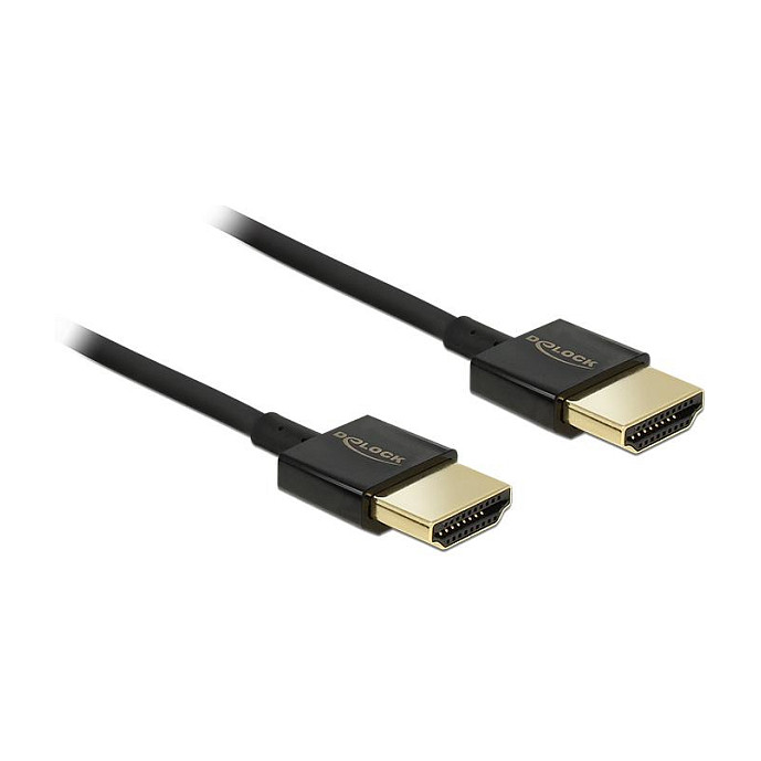 Kabllo HDMI DELOCK / HDMI-A Plug → HDMI-A Plug / High Speed with Ethernet / 3D / 4K / 2.0m / Slim Premium - Zezë - 1