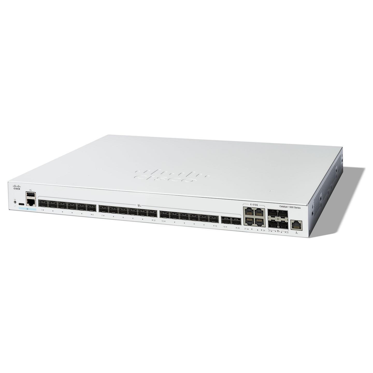 Switch Cisco Catalyst C1300-24XS, 20x 10GbE SFP+, 4x Porta Combo 10GbE SFP+ dhe RJ45, Layer 3 Managed, Switching Capacity 480Gbps, Rackmount 1U - Hiri
