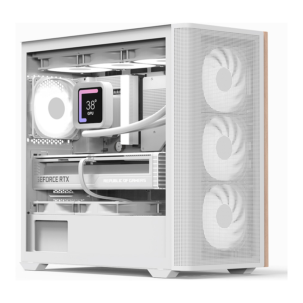 Kasë PC Aerocool D301A / Mini Tower / Micro ATX / 3x 120mm + 2x 140mm Fan Support / Mesh Front / Tempered Glass - Bardhë