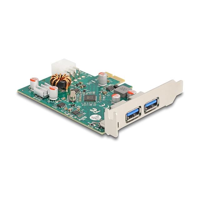 Kartë Zgjerimi PCI Express Delock 90229 / PCIe 2.0 x1 / 1x USB Type-C 5Gbps + 2x USB Type-A 5Gbps / Power Delivery 30W / VIA VL805 / Low Profile - 2