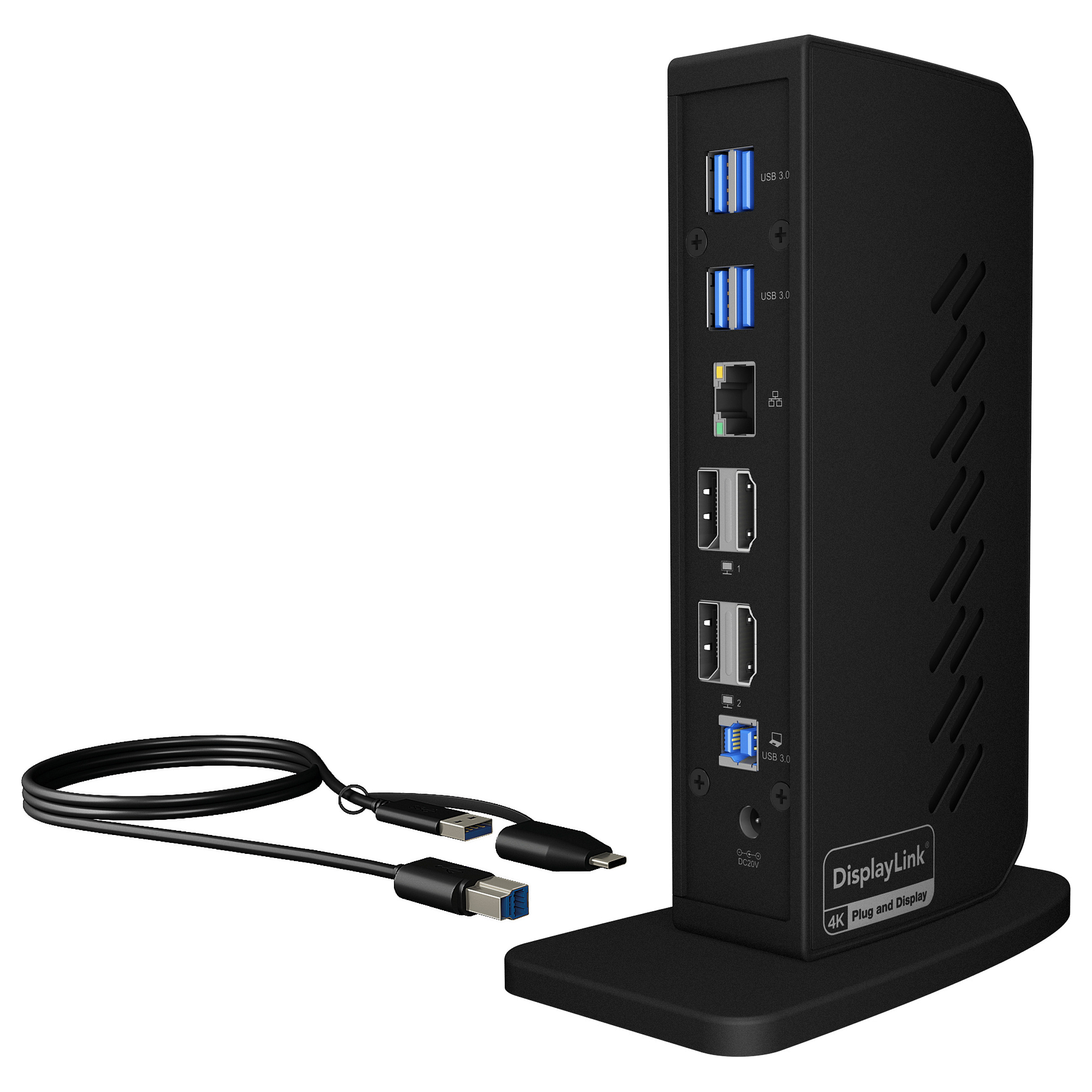 Docking Station ICY BOX IB-DK2252AC / USB-C & USB 3.0 / 2x HDMI + 2x DP / 6x USB / LAN / Audio / PD - Zezë - 11