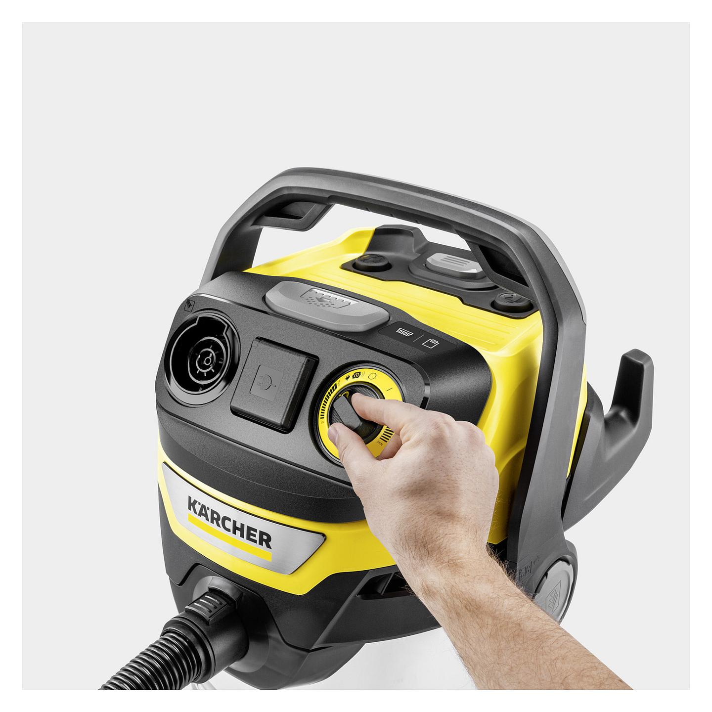 Fshesë Elektrike Kärcher WD 7 Control P S 30/6/35/T, 1400W, 30L, Thithje e Thatë dhe e Lagësht, Kontroll Bluetooth, Pastrim i Filtrit – Verdhë/Argjend/Zezë - 4