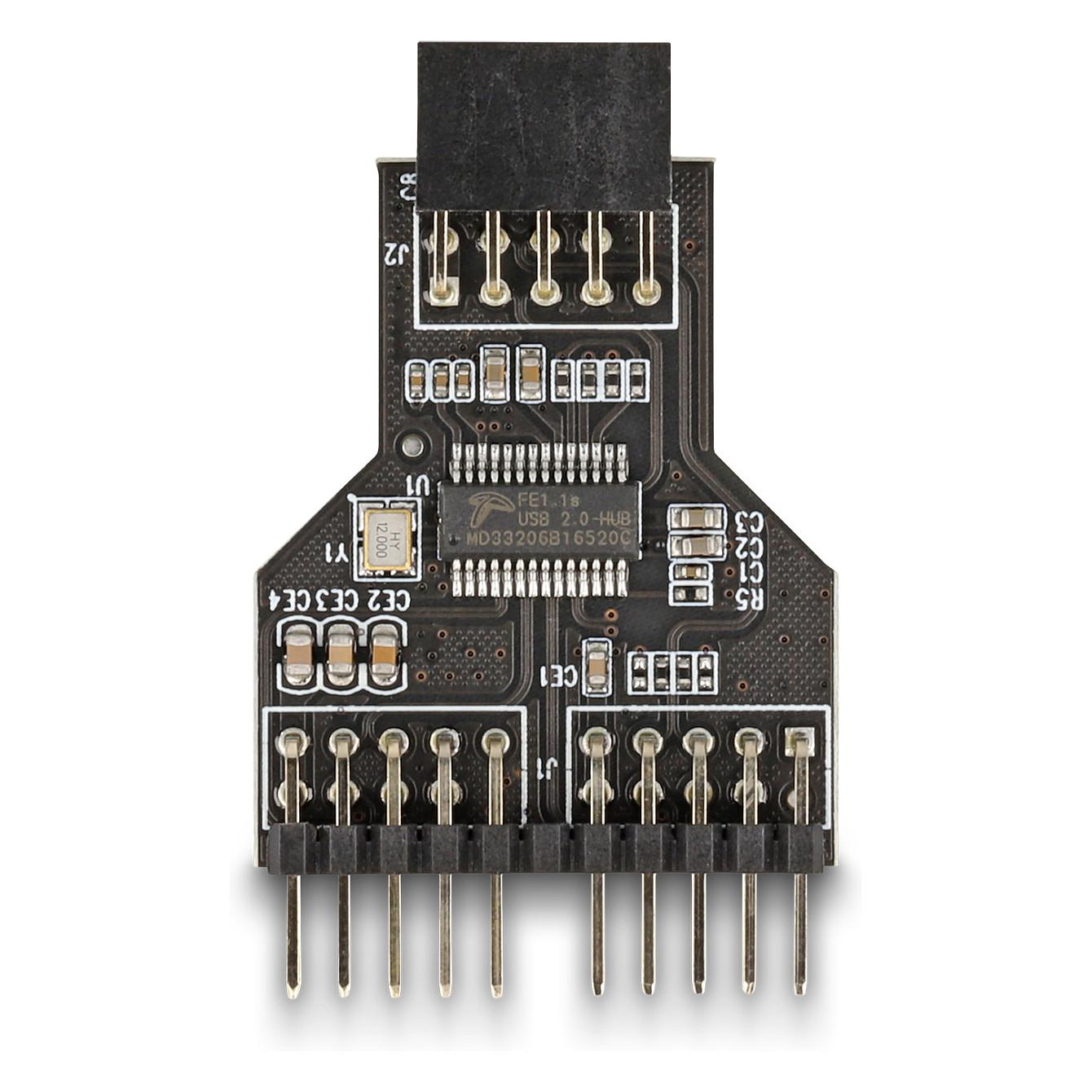 Hub USB 2.0 DeLOCK 60045, 1x Pin Header Femër 9-Pin në 2x Pin Header Mashkull 9-Pin