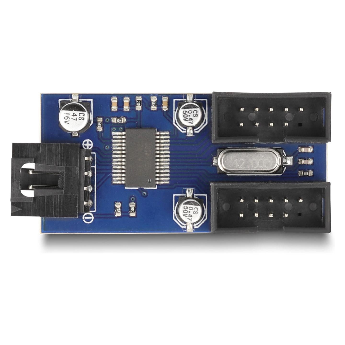 Hub USB DeLOCK 61100 / Input USB 2.0 4-Pin / Output 2x USB 2.0 9-Pin / 480Mbps - Zezë/Blu