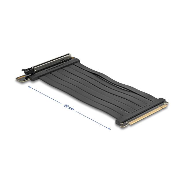 Kartë Riser Delock 81289, PCI Express 5.0 x16 në x16, 90° Djathtas, Kabllo 20cm - Zezë - 2