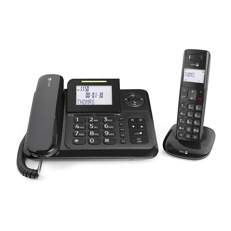 Telefon i Thjeshtë Doro Comfort 4005, analog, me kabllo dhe pa kabllo DECT, ekran me ndriçim - Zezë - 2