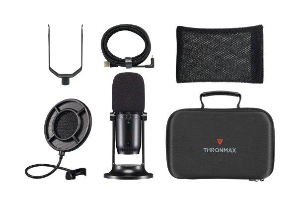 Mikrofon Thronmax Mdrill One Kit M2KIT / USB-C / 48 kHz / 3 Kapsula Kondensatori / 4 Mënyra Regjistrimi / RGB - Zezë
