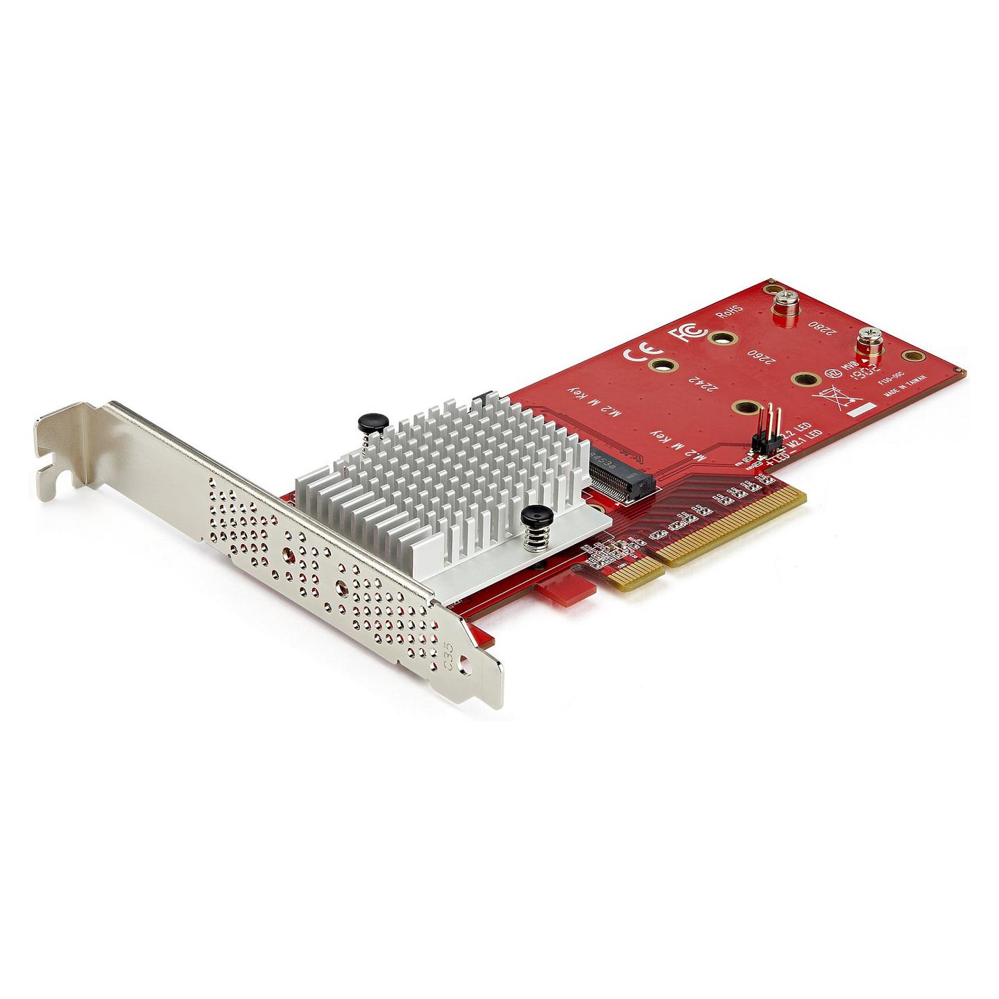 Kartë Zgjerimi StarTech.com PEX8M2E2, PCI Express 3.0 x8, 2x M.2 PCIe NVMe + AHCI, M-Key, 2242/2260/2280, ASMedia ASM2824, Low Profile + Full Height - 1