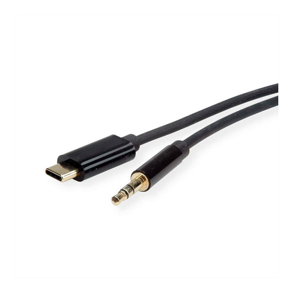 Kabllo USB ROLINE 12033218 / USB-C në Jack 3.5mm / 3m / Stereo - Zezë - 1