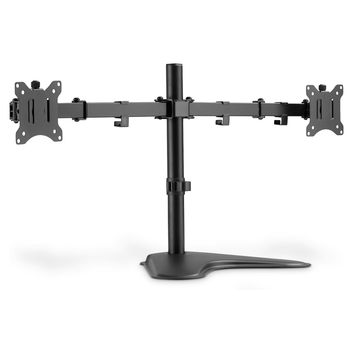 Mbajtëse për Monitor / 2 Monitorë / 15"-32" / 8kg për Monitor / VESA 75x75-100x100 / Tavolinë / Rregullim në Lartësi - Zezë - 1