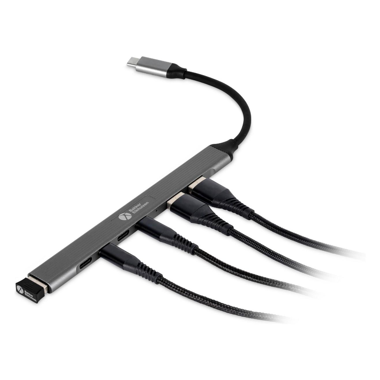 USB-C Hub BakkerElkhuizen 7-in-1 / USB-C / 3× USB-A + 4× USB-C / 5000 Mbps - Zezë/Gri - 5
