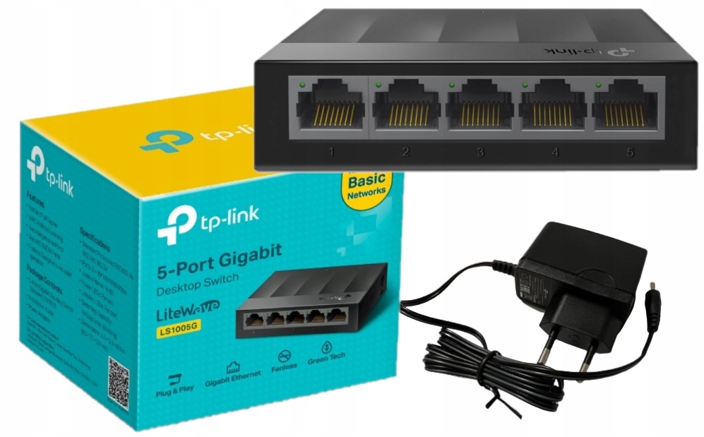 Switch TP-Link LS1005G / 5-Port Gigabit / Unmanaged / Desktop / Fanless / 10Gbps - Zezë - 1