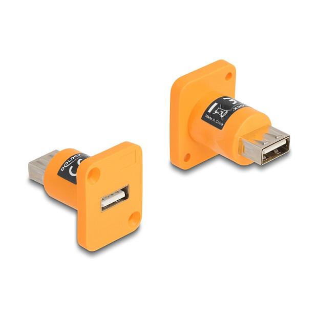 Modul USB DeLOCK 87999, USB 2.0 Type-A Femër në Type-A Femër, Montim D-Type – Portokalli