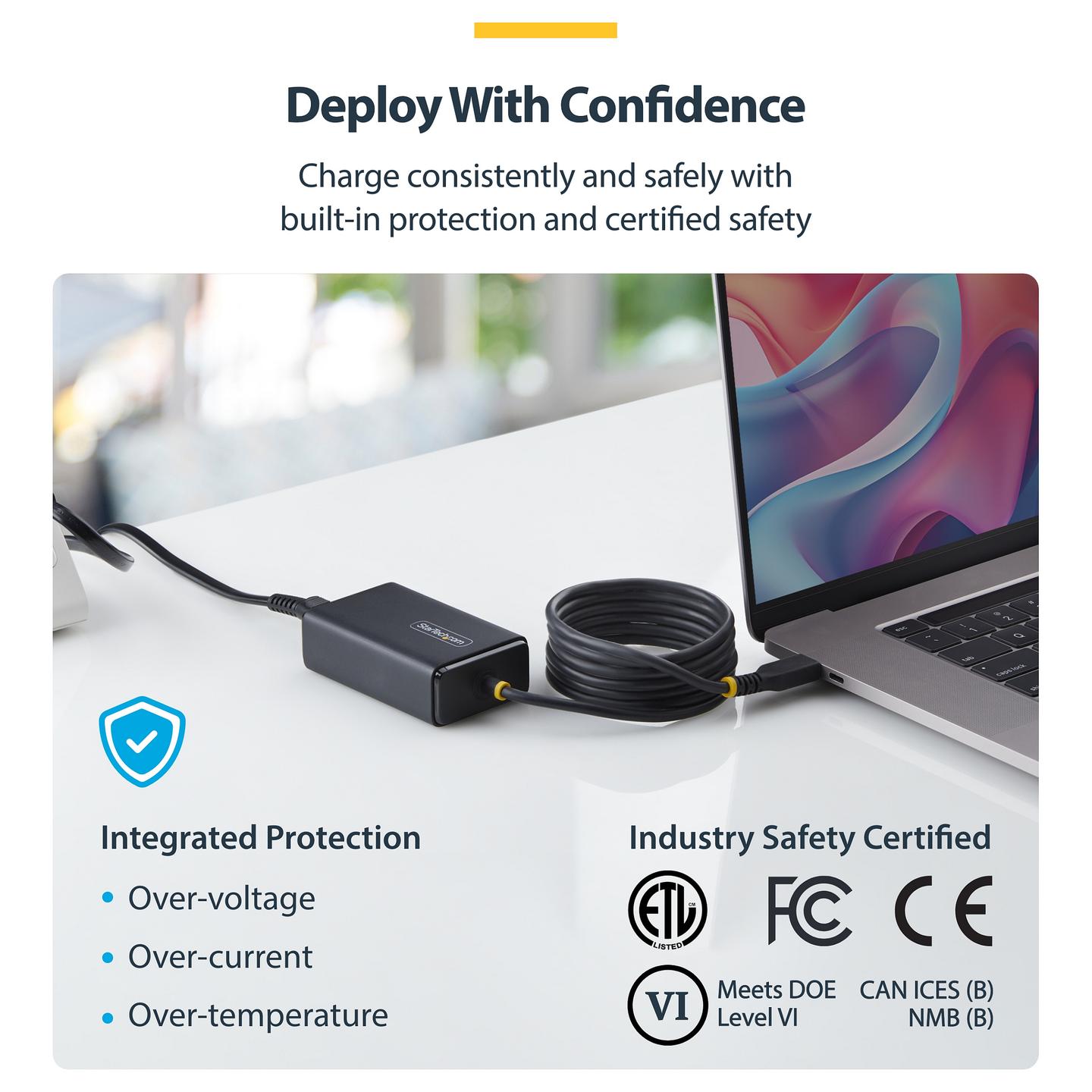 Adapter për Laptop StarTech.com 165LE-USB-C-CHARGER, USB-C, 65W, Power Delivery 3.0, Kabllo 1.5m - Zezë - 11