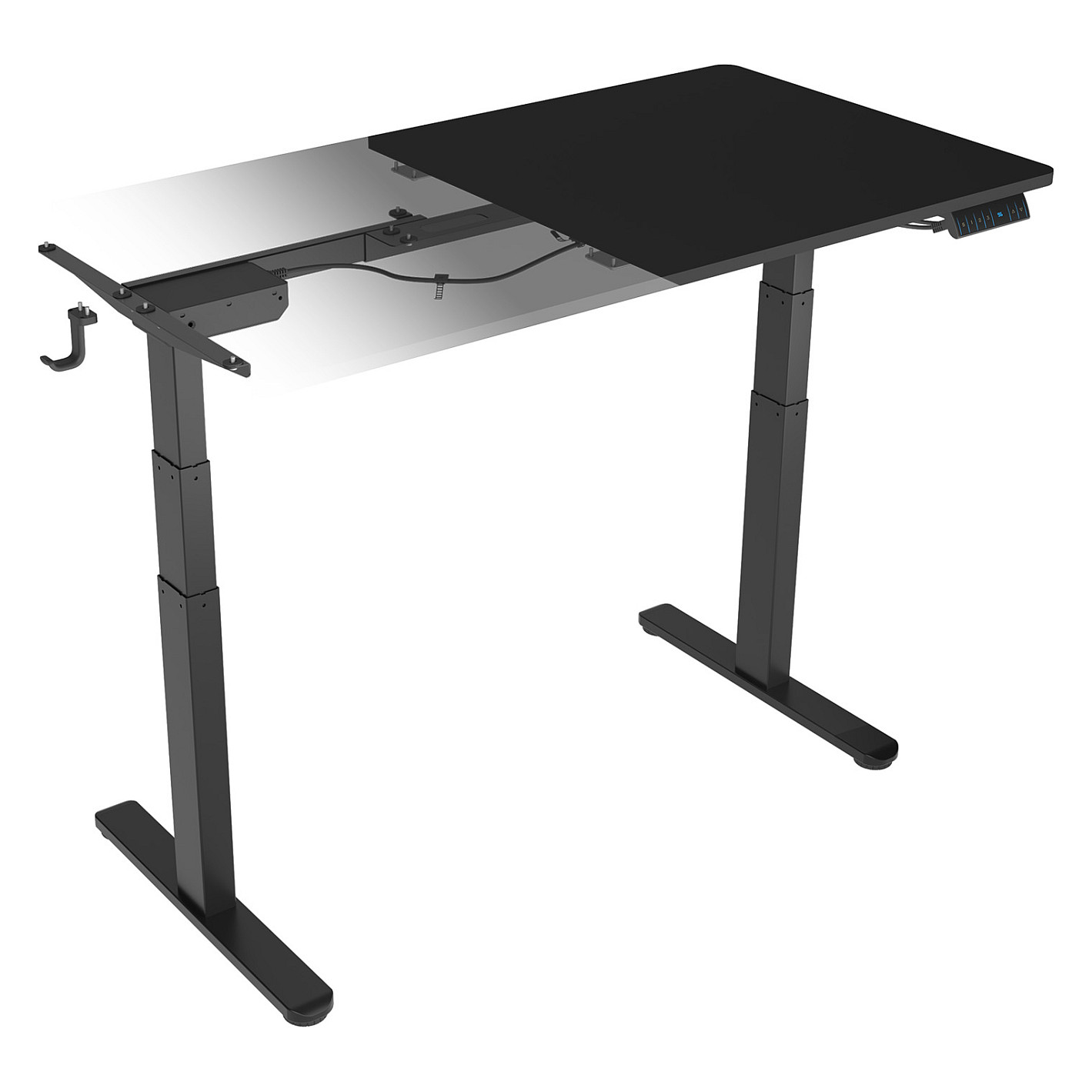 Tavolinë Pune ICY BOX IB-EW122B-TT / 140 x 70 x 75 cm / Elektrike / 100 kg - Zezë