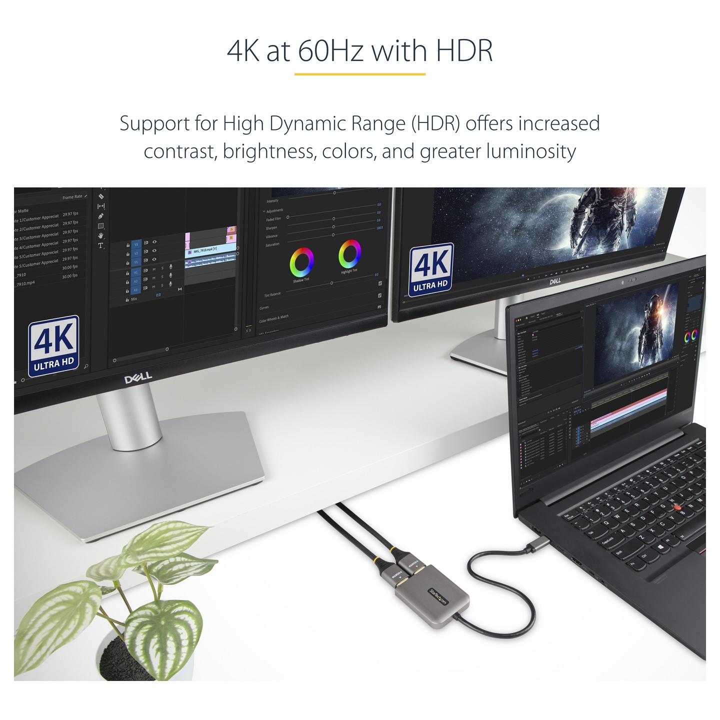 Adapter Grafik StarTech.com MST14CD122HD, USB-C në 2x HDMI, 4K 60Hz, MST, HDR, kabllo 30cm - Gri/Zezë - 9