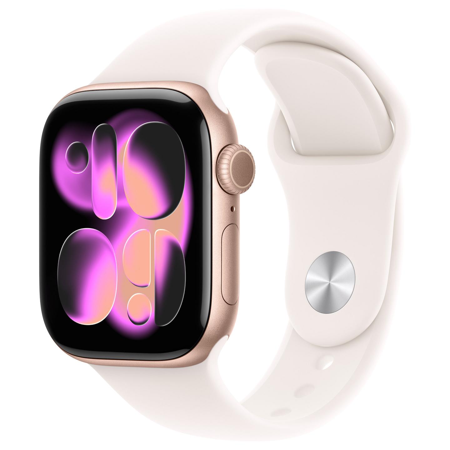 Apple Watch Series 11, 42mm, GPS + Cellular, Rose Gold Aluminium, Light Blush Sport Band - S/M