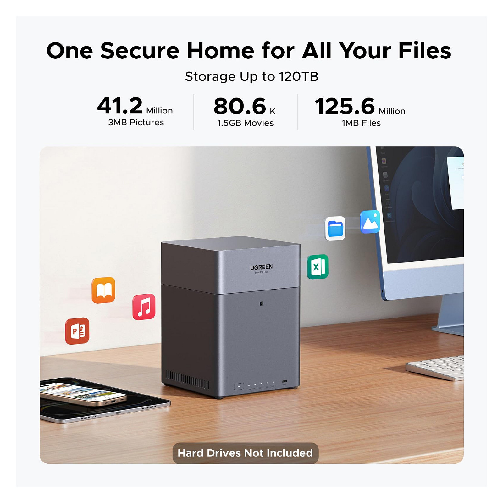 UGREEN NASync DH4300 Plus 4-Bay NAS me 8-Core CPU, 8GB RAM, 2.5GbE dhe RAID Storage - 3
