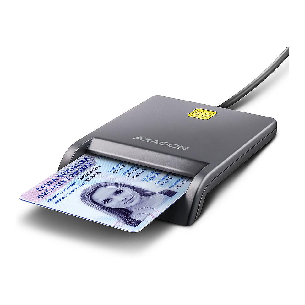 Lexues Kartelash AXAGON CRE-SM3T / Smart Card / USB 2.0 / Kabllo 1.3m - Zezë