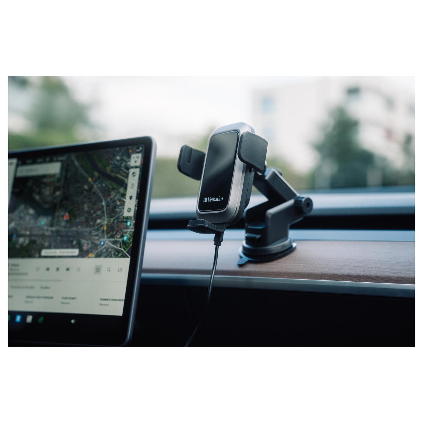 Mbajtës Telefoni për Veturë Verbatim FWC-03 Pro, Karikim Wireless Qi, 15W, Mbërthim Automatik, Rrotullim 360°, 3 Mundësi Montimi, USB-C në USB-A, 1 m – Zezë - 9